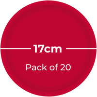 Paper Plates 17cm Round 20CT - Apple Red Pk 20