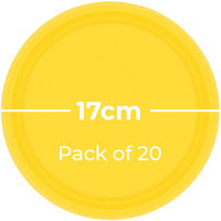 Paper Plates 17cm Round 20CT FSC - Yellow Sunshine Pk 20