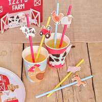 Farm Friends Party Paper Straws Pk 16