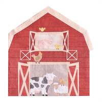 Farm Friends Barn Shaped Farm Paper Party Napkins Pk 16
