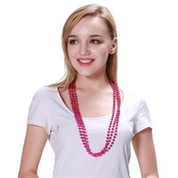 Hot Pink Bead Necklace (80cm) - Pk 3