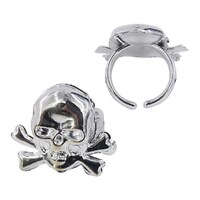 Silver Skull & Crossbones Rings - Pk 6