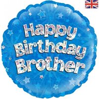 Blue Foil Balloon "Happy Birthday Brother" (46cm) Pk 1