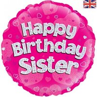 Pink Foil Balloon "Happy Birthday Sister" (46CM) Pk 1