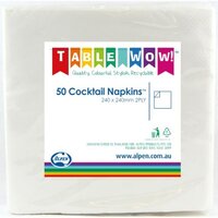 White Cocktail Napkins (25cm) - Pk 50