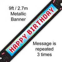 Controller Happy Birthday Holographic Banner (270cm) Pk 1