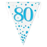 Sparkling Fizz Blue 80th Bunting (390cm) Pk 1