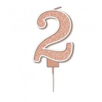 Sparkling #2 Rose Gold Fizz Numeral Candle 7.5cm Pack 1