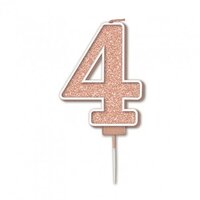 Sparkling #4 Rose Gold Fizz Numeral Candle 7.5cm Pack 1