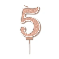 Sparkling #5 Rose Gold Fizz Numeral Candle 7.5cm Pack 1