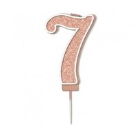 Sparkling #7 Rose Gold Fizz Numeral Candle 7.5cm Pack 1