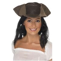 Brown Leather Look Pirate Hat