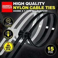 Cable Ties Black & Clear Assorted In Carton 400mm x 7.6mm 15pc