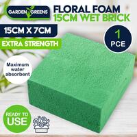 Floral Foam Brick Wet 15cm x 15cm x 7cm Green