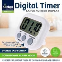 Digital Kitchen Timer, LCD Display - 7cm x 6.5cm - Requires 1xAAA Battery