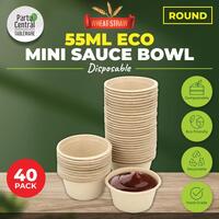 Eco-Friendly Wheat Straw Mini Sauce Bowls - 55ml - 40pk