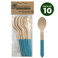 Light Blue Wooden Spoon Pk 10