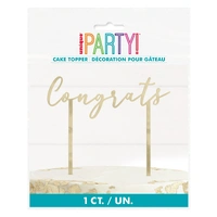 Plastic Gold Congrats Cake Topper