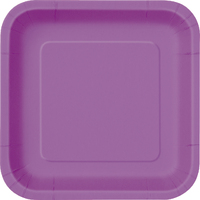 Pretty Purple Square Paper Plates 23cm (9") - Pk 8