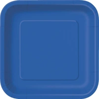 Royal Blue Square Paper Plates 23cm (9") - Pk 8