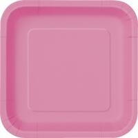 Hot Pink Square Paper Plates 23cm (9") - Pk 8