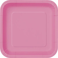 New Pink Square Paper Plates 23cm (9") - Pk 20