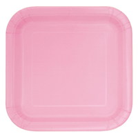  Lovely Pink Square Paper Plates 23cm (9") - Pk 8