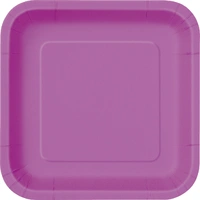 Pretty Purple Square Paper Plates 18cm (9") - Pk 8