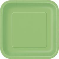 Lime Green Square Paper Plates 18cm (7") - Pk 8