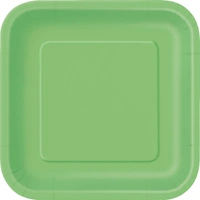 Lime Green Square Paper Plates 18cm (7") - Pk 8