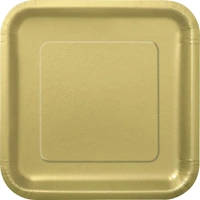 Gold Square Paper Plates 18cm (7") - Pk 8