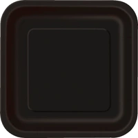 Midnight Black Square Paper Plates 18cm (7") - Pk 8