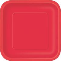 Ruby Red Square Paper Plates 18cm (7") - Pk 8