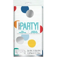 Happy Birthday Dots Printed Foil Tablecover 137cm x 213cm