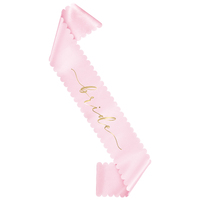 Pink With Gold Foil Stamped "Bride" Scalloped Edge Sash