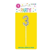 Crystal Acrylic Numeral Pick 9.8cm - 3
