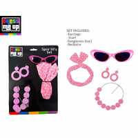 50's Pink Set - Includes Earrings, Scarf, Fake Sunglasses, Necklace