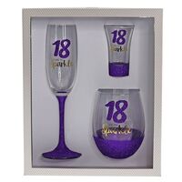 "18" Sparkle Purple Glassware Gift Set