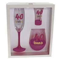 40 Sparkle Fuchsia Glassware Gift Set*