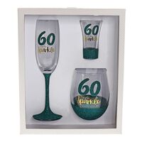"60" Sparkle Green Glassware Gift Set