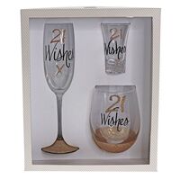 21 Wishes Gold Glitter Glassware Gift Set