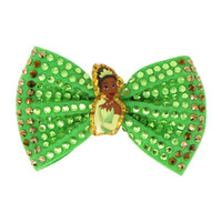 Disney Princess Tiana Green Sparkling Rhinestone Hair Bow