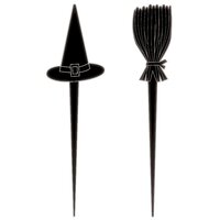 Halloween Witch Hats & Broomsticks Cocktail Picks - Pk 10