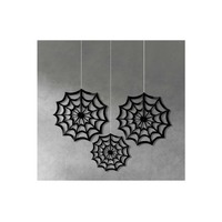 Halloween Cobweb Paper Fan Hanging Decorations - Pk 3