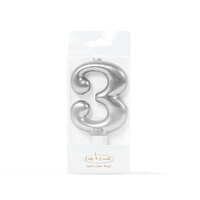 SILVER Candle - NUMBER 3*