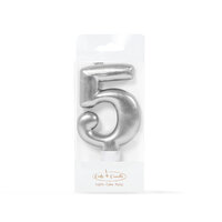SILVER Candle - NUMBER 5*