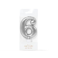 SILVER Candle - NUMBER 6*