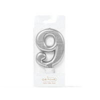SILVER Candle - NUMBER 9*