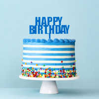 BOLD Blue Happy Birthday Cake Topper