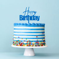 FUN Blue Happy Birthday Cake Topper